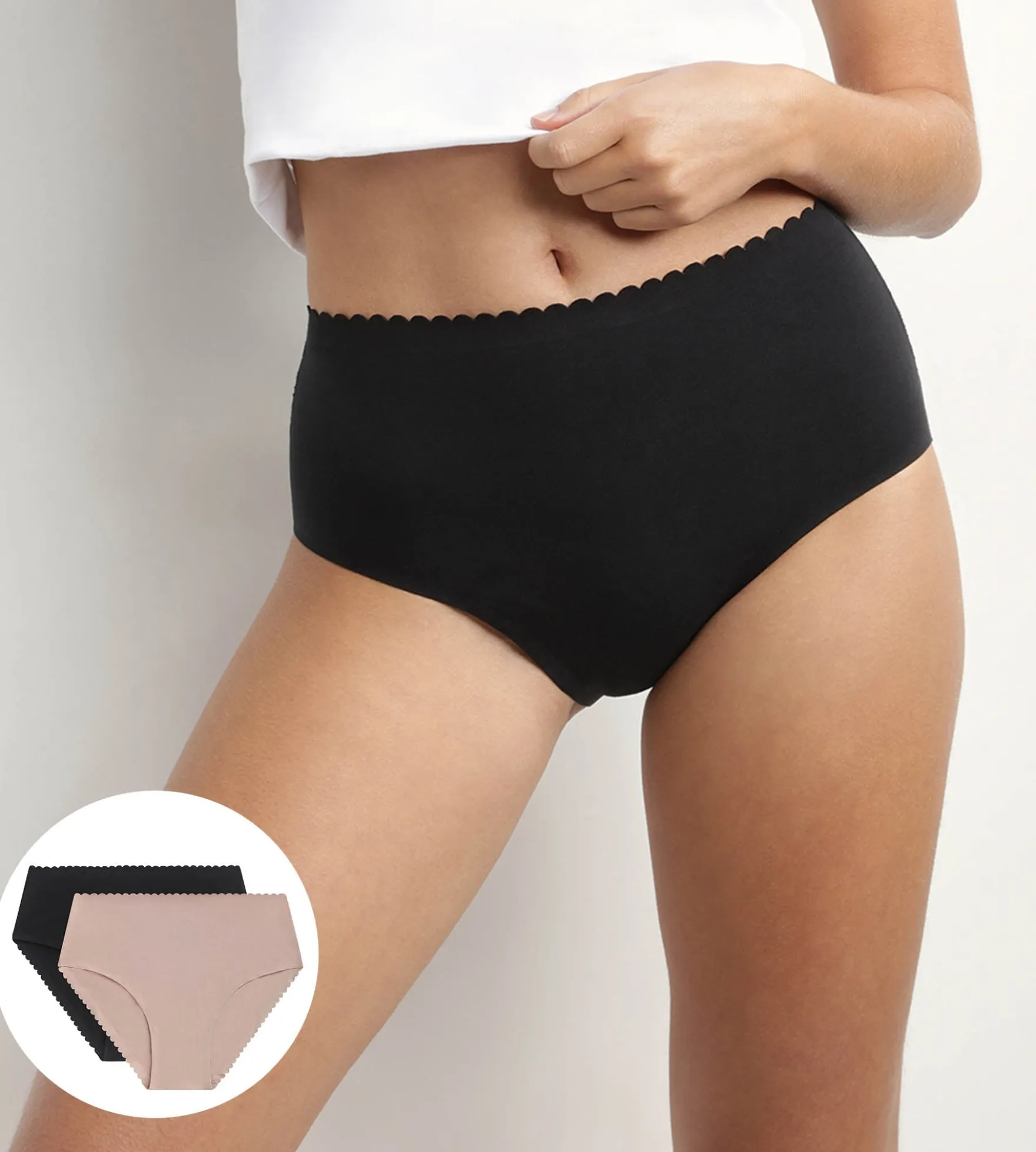 Lot de 2 culottes hautes en coton stretch Chair Noir Body Touch Easy