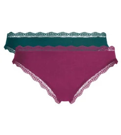 Lot de 2 culottes rose émeraude Daily Coton Dentelle