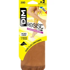 Lot de 2 mi-bas transparents cannelle Resist