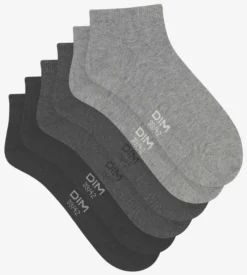 Lot de 3 paires de chaussettes courtes Anthracite Dim Coton