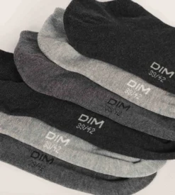 Lot de 3 paires de chaussettes courtes Anthracite Dim Coton