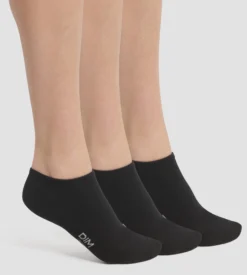 Lot de 3 paires de chaussettes courtes femme Noir Dim Coton
