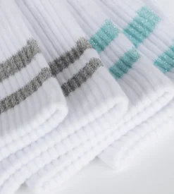 Lot de 2 paires de chaussettes en coton côtelé Blanc et lurex Bleu Gris Dim Mode