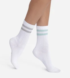 Lot de 2 paires de chaussettes en coton côtelé Blanc et lurex Bleu Gris Dim Mode