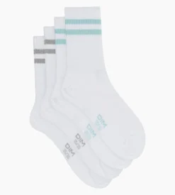 Lot de 2 paires de chaussettes en coton côtelé Blanc et lurex Bleu Gris Dim Mode