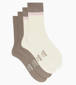 Lot de 2 paires de chaussettes en coton Taupe Ivoire Dim Modal