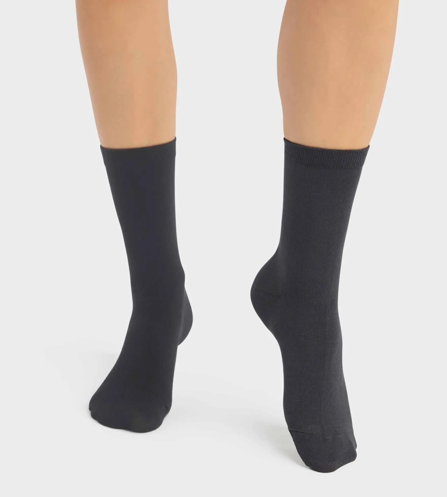 Lot de 2 paires de chaussettes femme en viscose Anthracite Dim Bambou