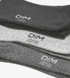 Lot de 3 paires de chaussettes femme Gris Clair en coton Dim