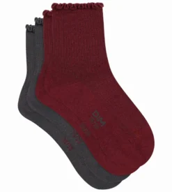 Lot de 2 paires de chaussettes femme à volants Rouge Dim Modal