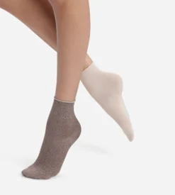 Lot de 2 paires de chaussettes femme lurex Marron Dim Mode
