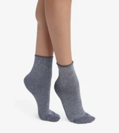 Lot de 2 paires de chaussettes femme lurex Bleu Marine Dim Mode