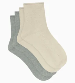 Lot de 2 paires de chaussettes femme lurex Kaki Beige Dim Mode