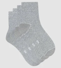 Lot de 2 paires de chaussettes femme en coton bio à pois Gris Dim Good