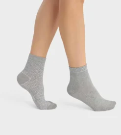 Lot de 2 paires de chaussettes femme en coton bio à pois Gris Dim Good