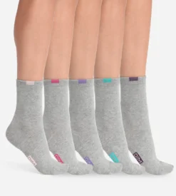 Lot de 5 paires de chaussettes femme coton mélangé Gris Clair ECODIM