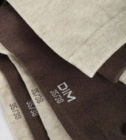 Lot de 2 paires de chaussettes femme Marron Beige Dim Coton