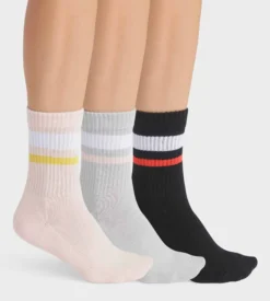 Lot de 3 paires de chaussettes femme en coton Rose Gris EcoDim Sport
