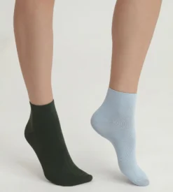 Lot de 2 paires de chaussettes femme Vert Bleu Skin