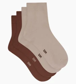 Lot de 2 paires de chaussettes femme Taupe Café Skin