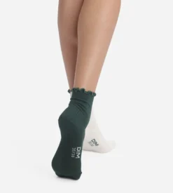 Lot de 2 paires de chaussettes femme à volants Pin Ivoire Dim Modal