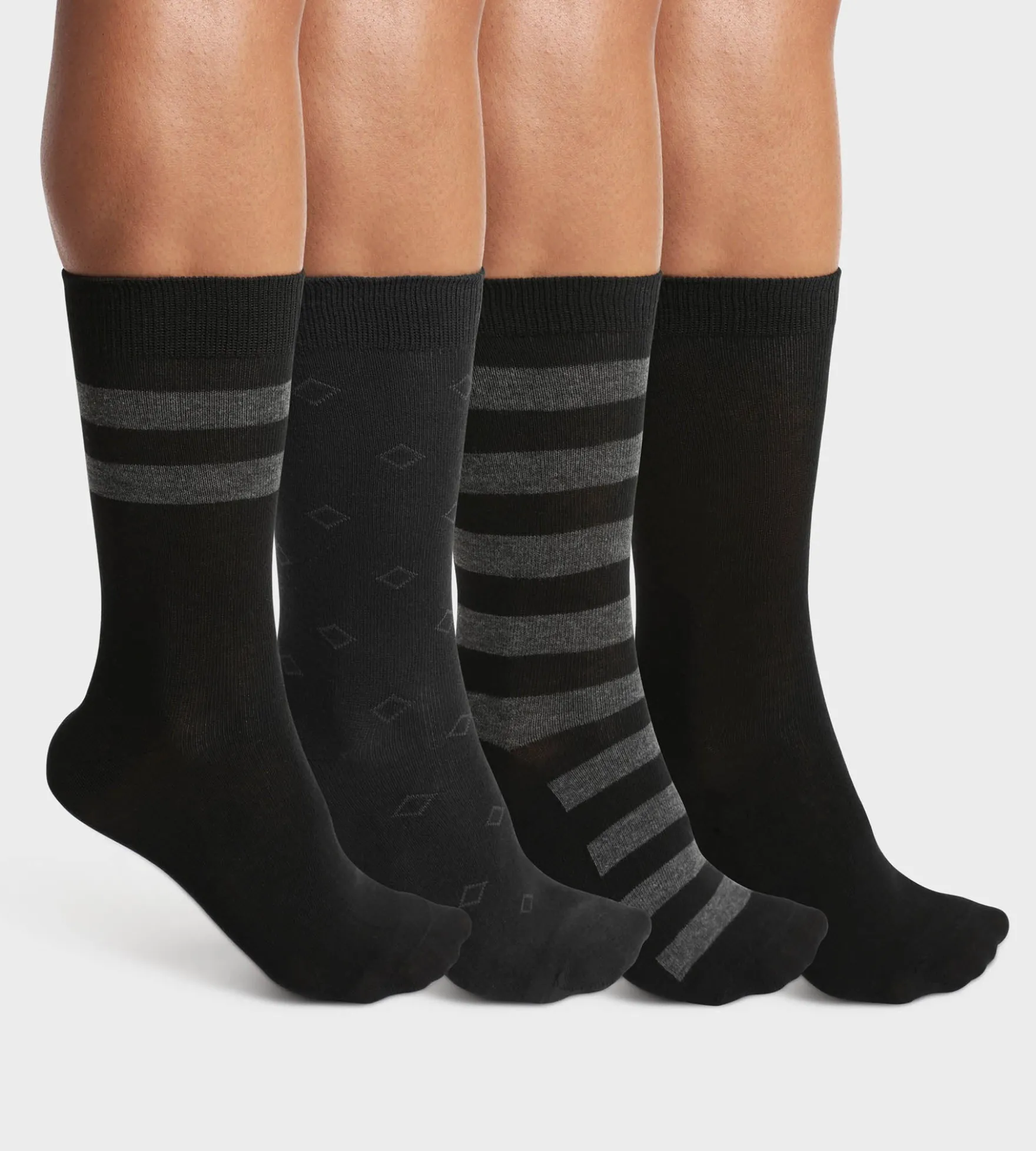 Lot de 4 paires de chaussettes homme en coton rayé Noir EcoDim Style