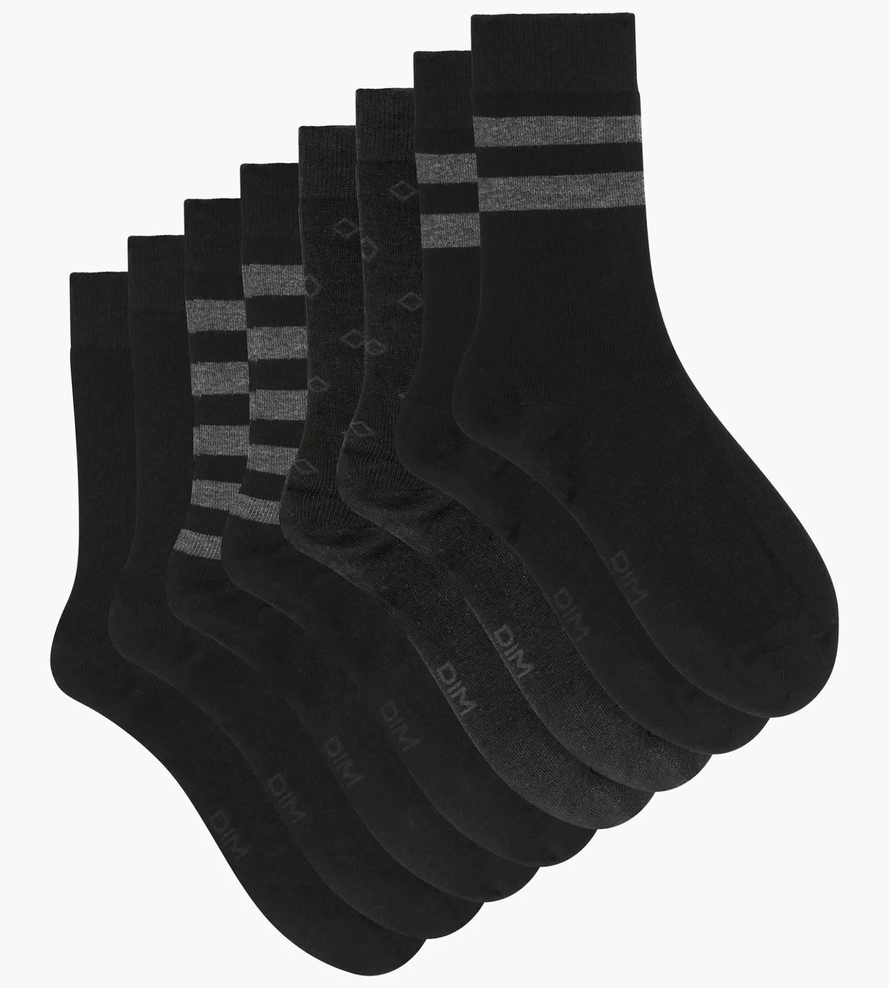 Lot de 4 paires de chaussettes homme en coton rayé Noir EcoDim Style