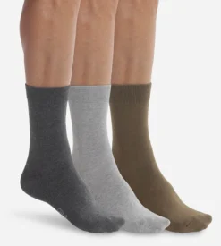 Lot de 3 paires de chaussettes homme Gris Kaki Dim Basic Coton