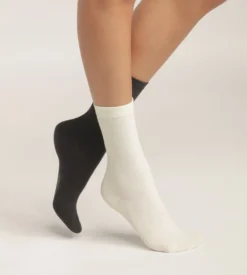 Lot de 2 paires de mi-chaussettes femme en coton Ivoire Dim