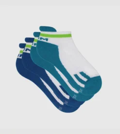 Lot de 2 paires de socquettes enfant rétro Bleu Vert Dim Sport