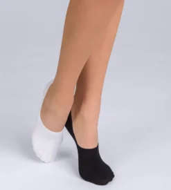 Lot de 2 protège-pieds coton noir et blanc Femme Basic Coton