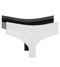 Lot de 2 shortys noir et blanc Sexy Fashion coton dentelle