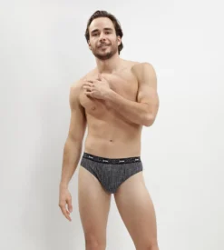 Lot de 3 slip homme en coton avec imprimé cube Gris Dim Coton Print
