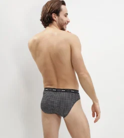 Lot de 3 slip homme en coton avec imprimé cube Gris Dim Coton Print