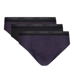Lot de 3 slip homme en coton avec imprimé pois Noir Dim Coton Print