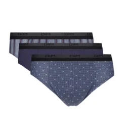 Lot de 3 slip homme en coton à imprimés croix Bleu Dim Coton Print