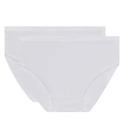 Lot de 2 slips blancs Femme Pur Coton taille haute