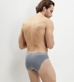 Lot de 3 slips bleu denim gris en coton stretch résistant Ultra Resist