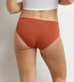 Lot de 2 slips femme coton stretch Blanc Brun Body Touch