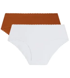 Lot de 2 slips femme coton stretch Blanc Brun Body Touch