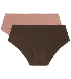 Lot de 2 slips femme coton stretch Marron Rose Body Touch