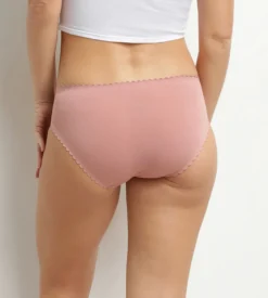 Lot de 2 slips femme coton stretch Marron Rose Body Touch
