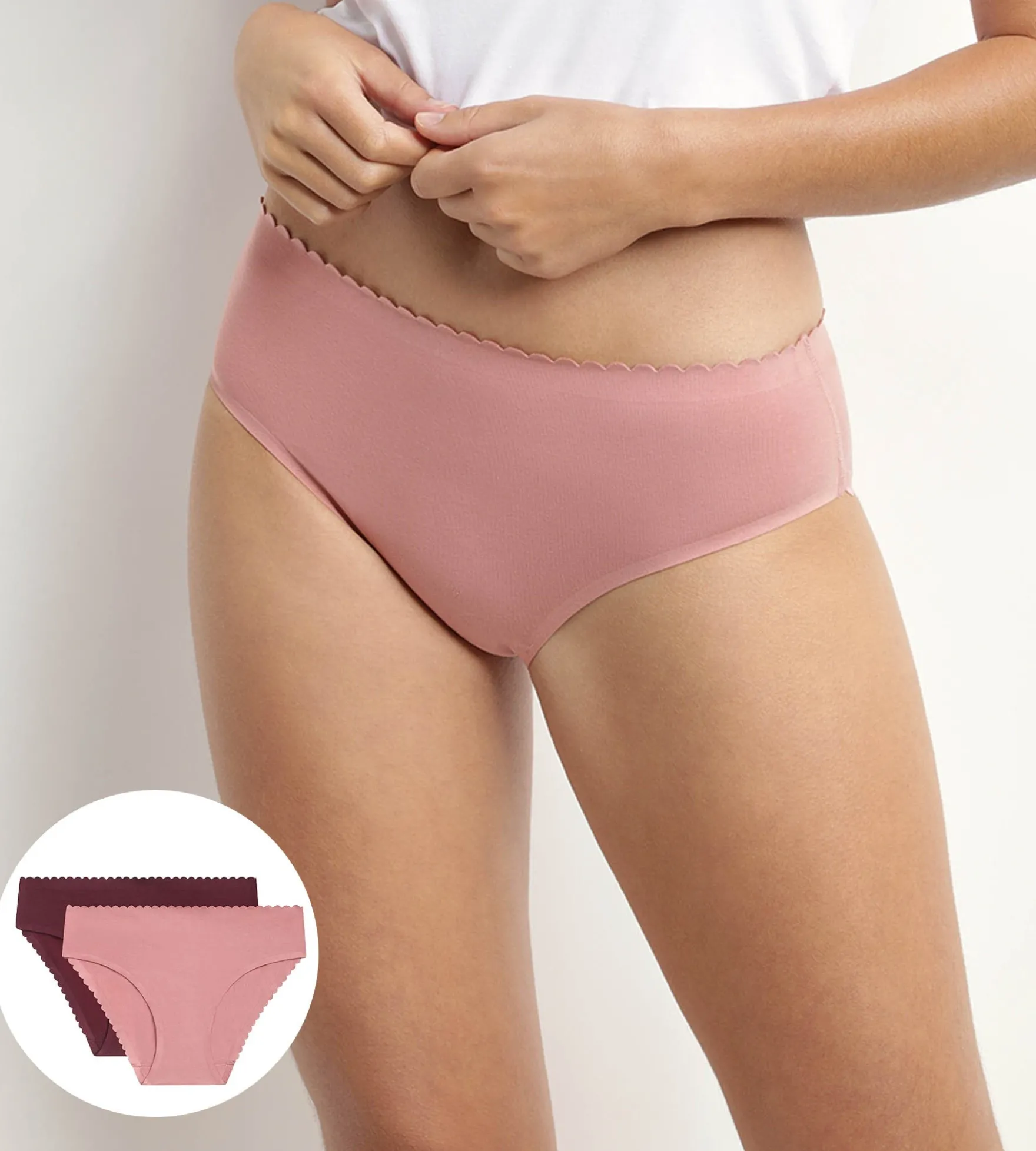 Lot de 2 slips femme en coton stretch Rose et Ruby Body Touch Easy