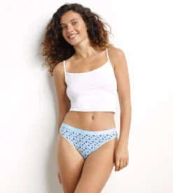Lot de 5 slips femme en coton stretch à motif floral Bleu Les Pockets