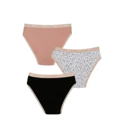 Lot de 3 slips fille coton stretch motif étoiles Noir Rose Les Pockets