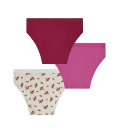 Lot de 3 slips fille en coton stretch Liberty Violet Les Pockets