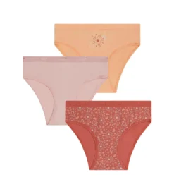 Lot de 3 slips fille en coton stretch motif soleil Les Pockets