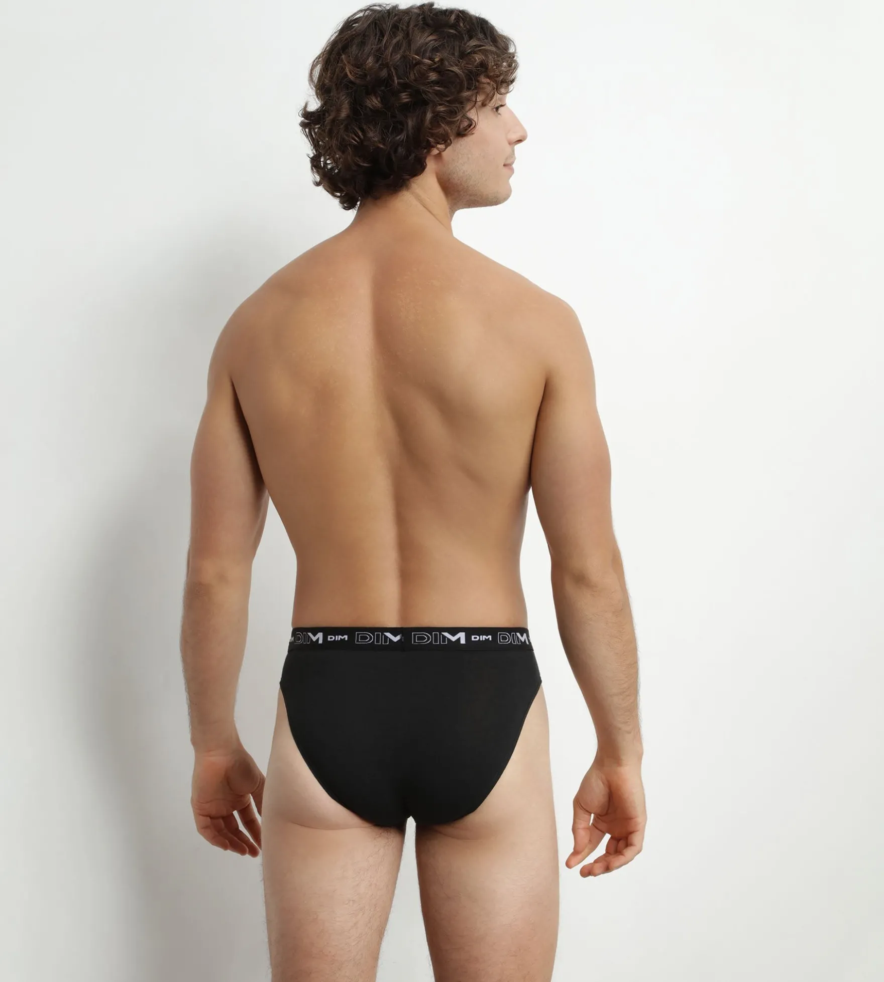 Lot de 2 slips homme Noir Blanc ceinture contrastée Dim Coton Stretch
