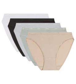 Lot de 5 slips noir, blanc, peau et gris coton Les Pockets