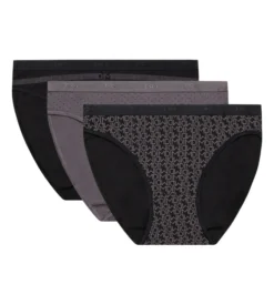 Lot de 3 slips noirs et gris imprimés Femme Les Pockets Coton