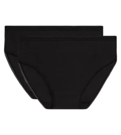 Lot de 2 slips noirs Femme Pur Coton taille haute